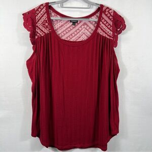 Torrid Womens Red Knit Scoop Neck Ruffle Sleeve Blouse 0835
